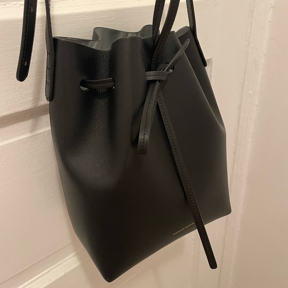 Mansur Gavriel mini bucket bag, black/silver